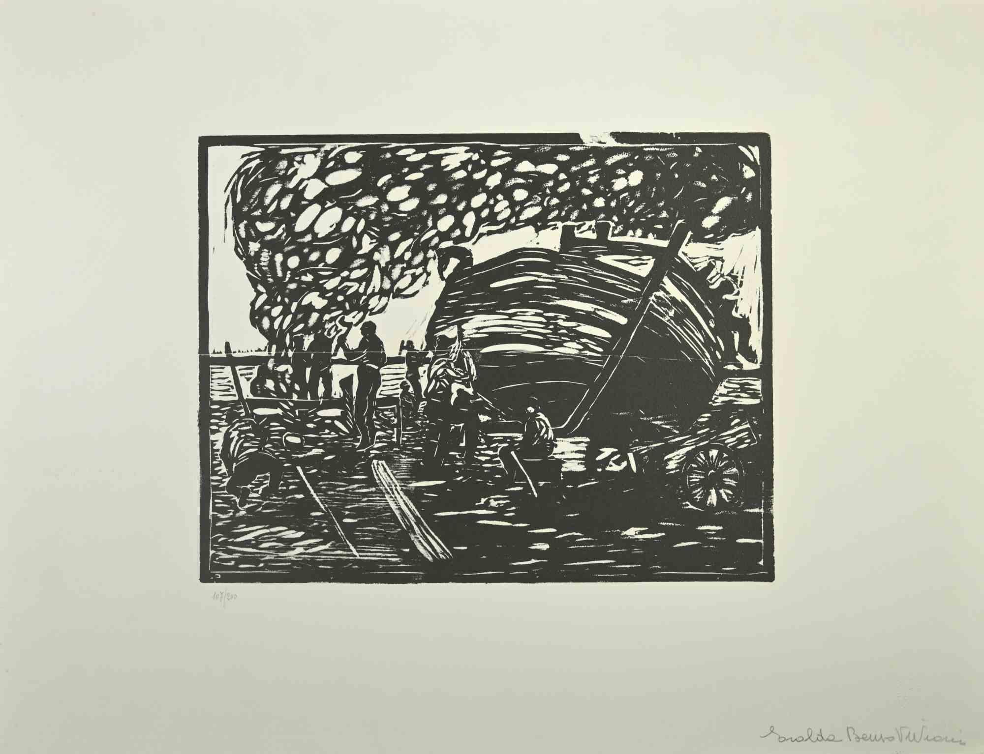 Fisherman is an artwork realized after Giuseppe Viviani, in 1960s . 

Woodcut print on paper. Limited edition of 200.

The state of preservation is very good. 

Signed by the Artist widow "Eralda Benso Viviani".


