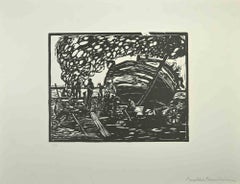 Pescador - xilografía según Giuseppe Viviani - Años 60