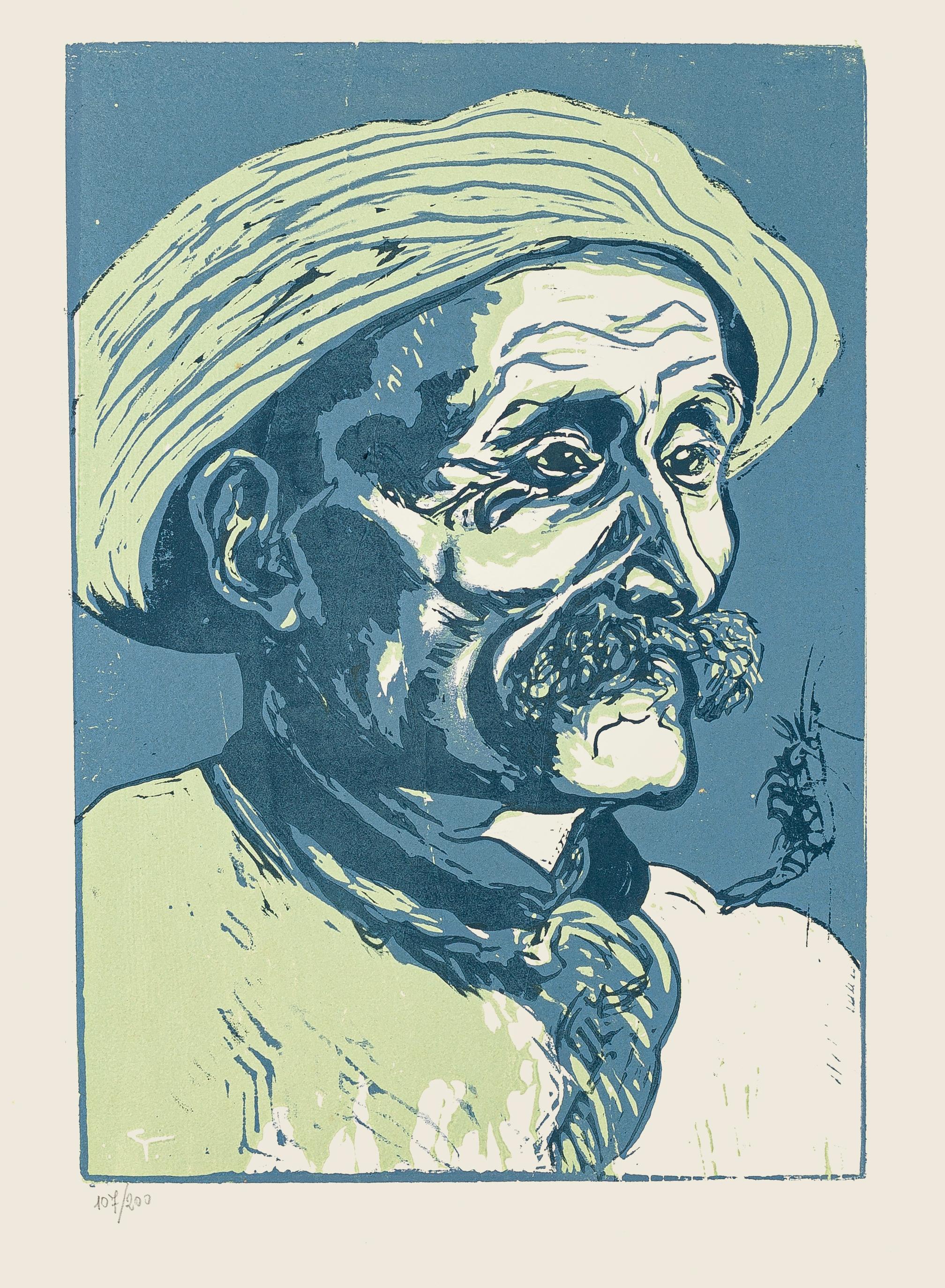 Portrait of Old Man - Woodcut by Giuseppe Viviani - 1927