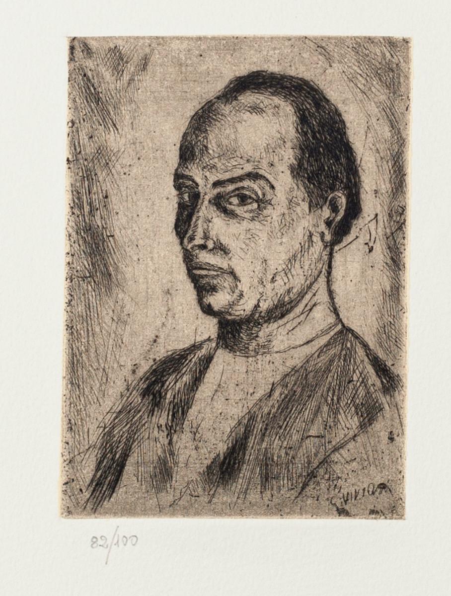 Portrait is an original etching on paper realized by Giuseppe Viviani, plate signed, numbered in pencil on the lower right, edition of 82/100 prints.

The State of preservation is very good.

Image dimension: 13 x 9 cm

Sheet dimension: 50 x 33