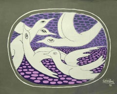 Gabbiani - Litografia originale di Giuseppe Viviani - 1962