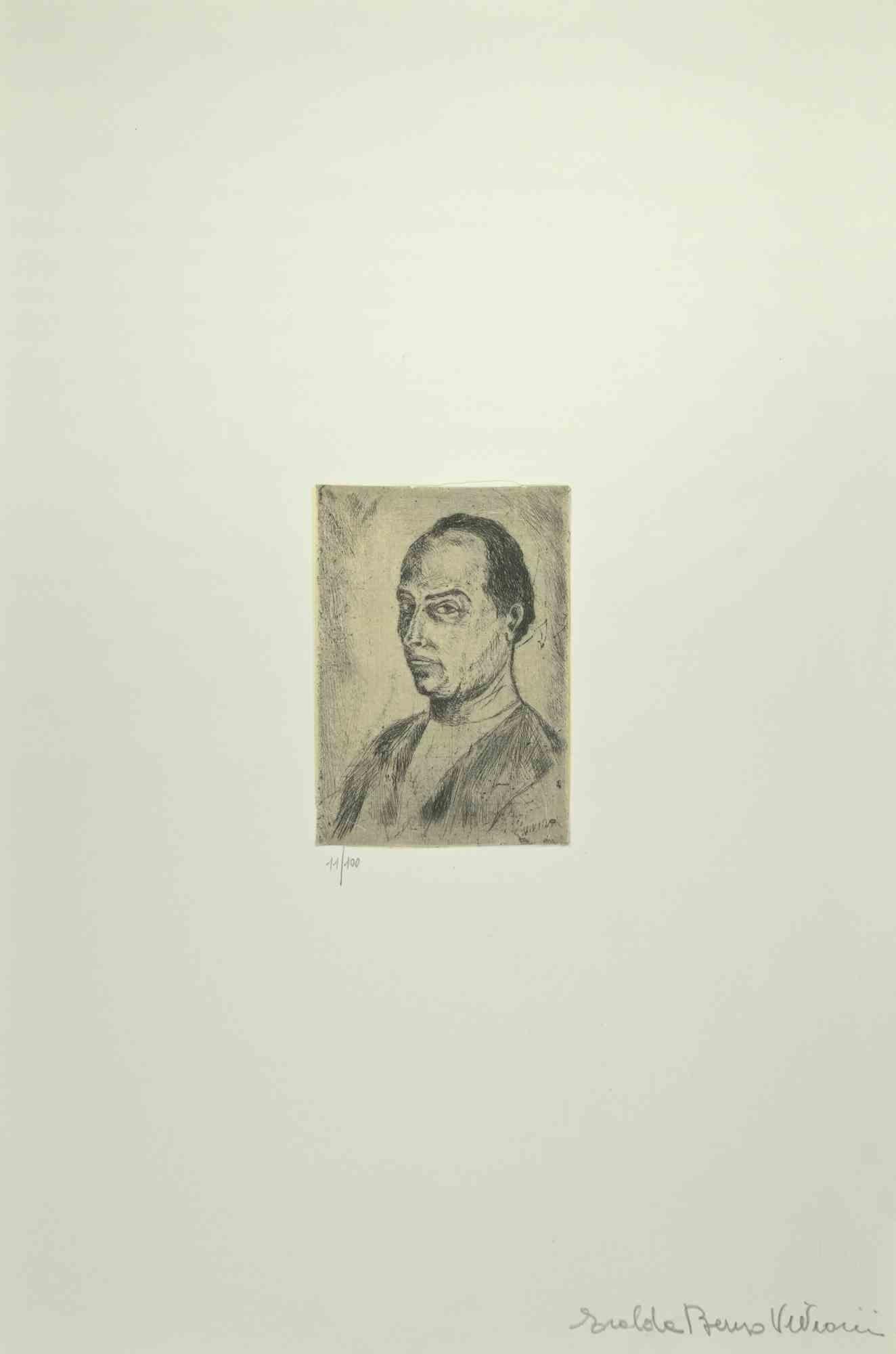 Self Portrait - Drypoint after Giuseppe Viviani - 1983