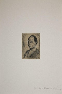 Self-Portrait - Original Etching by Giuseppe Viviani - 1983 (1931)