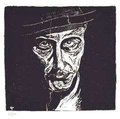 Self-Portrait - Woodcut by Giuseppe Viviani - 1920s