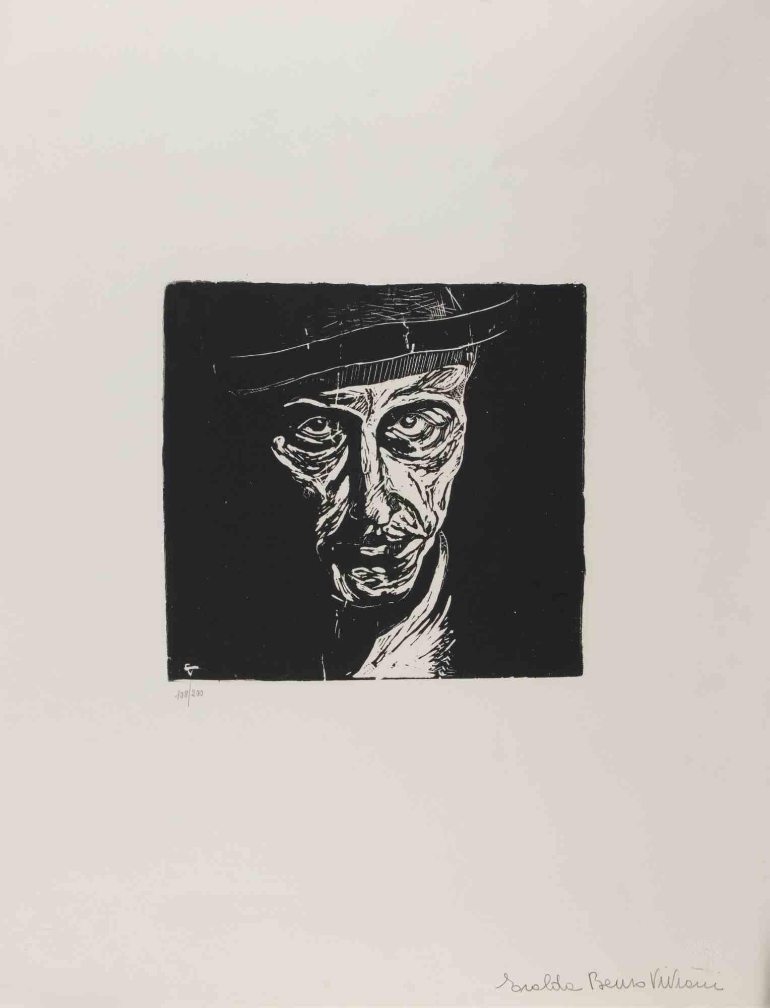 Il ritratto è una stampa xilografica realizzata dopo Giuseppe Viviani (1989-1965).

Firmato a mano a matita "Erolda Benso Viviani" (moglie dell'artista) in basso a destra.

Buone condizioni, edizione limitata e numerata.

Giuseppe Viviani (Agnano