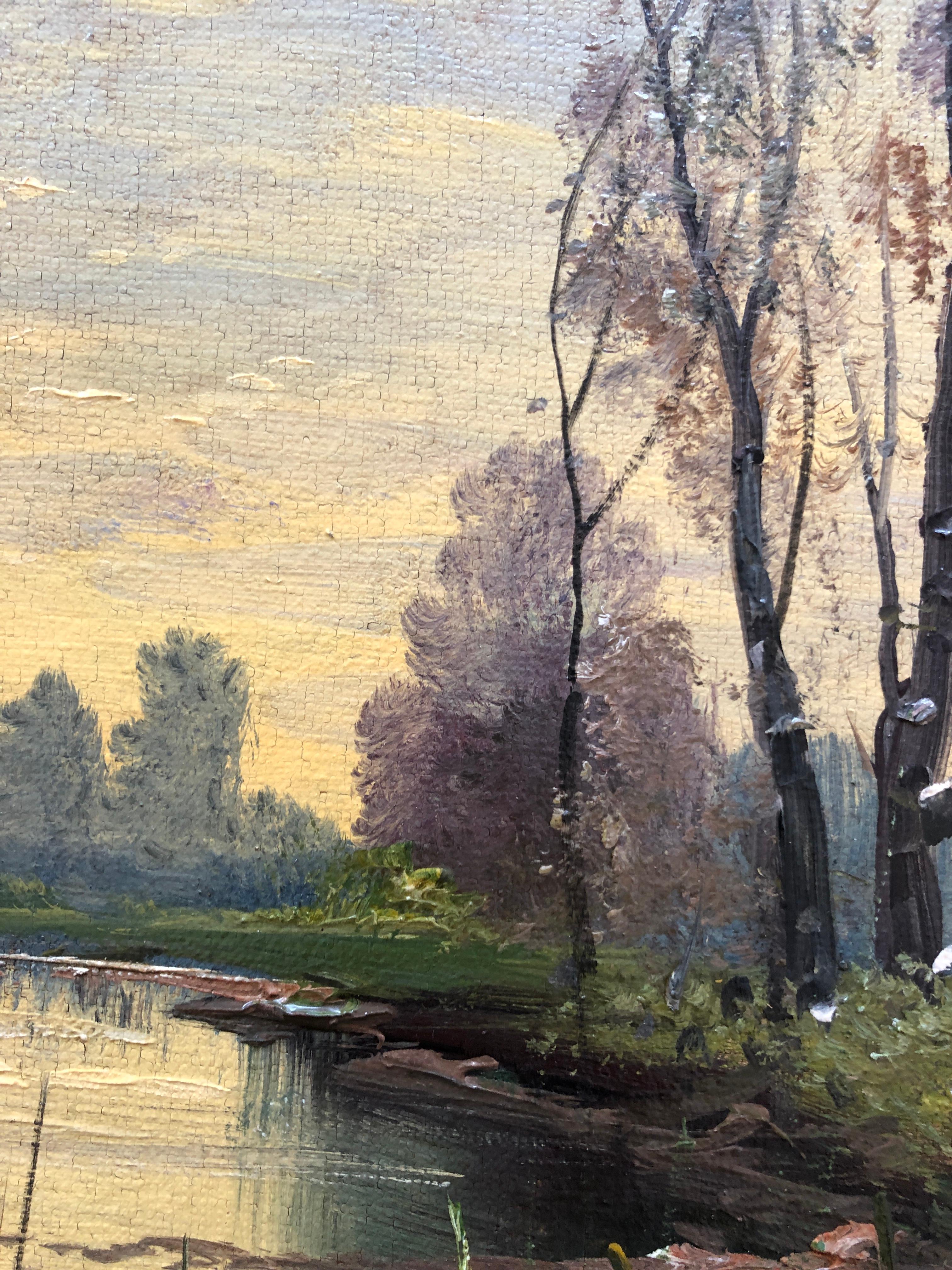 Principios de otoño - Landscape Painting Negro de Giuseppe Zago