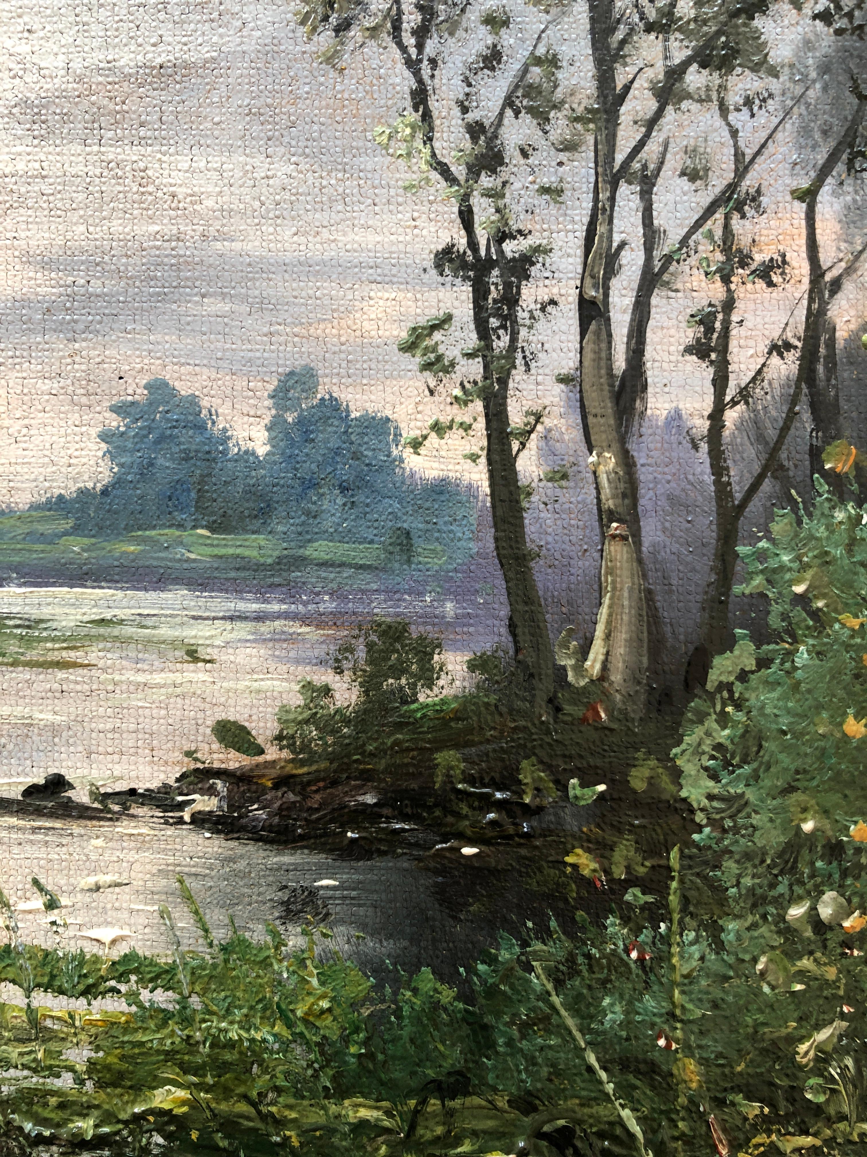 La casita gris - Landscape Painting Gris de Giuseppe Zago