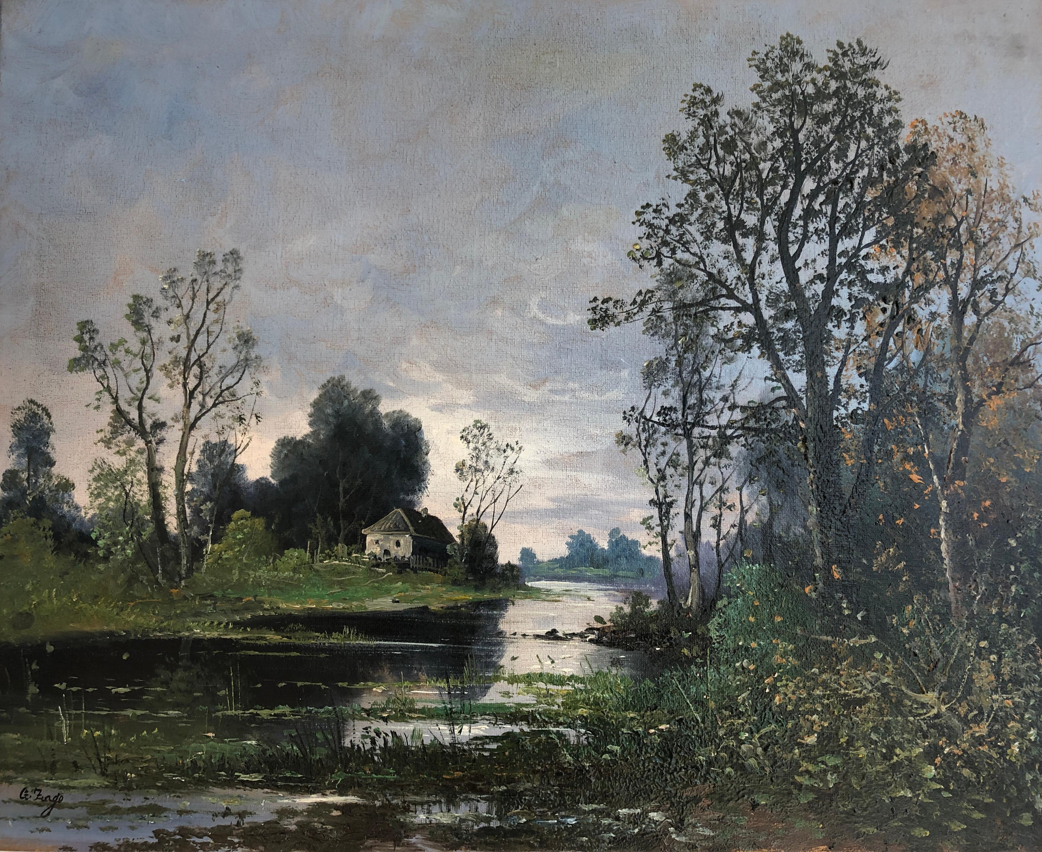 Landscape Painting de Giuseppe Zago - La casita gris