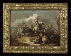 18th Century battle giuseppe Zais Battle Horses Smoke Oil on Canvas
