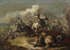 18th Century battle giuseppe Zais Battle Horses Smoke Oil on Canvas