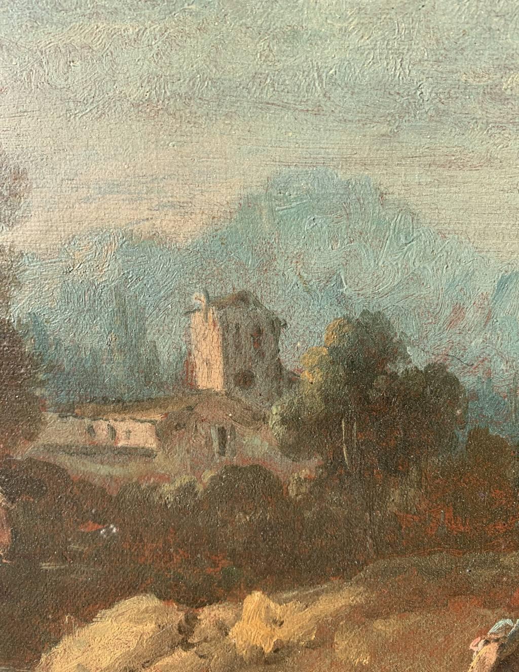 Giuseppe Zais (Venetian master) - 18th century landscape painting - Figures For Sale 4
