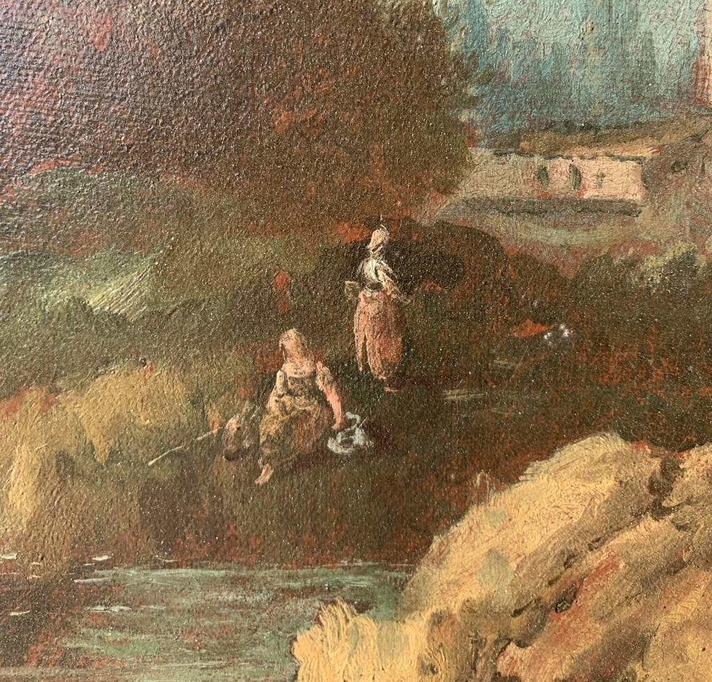 Giuseppe Zais (Venetian master) - 18th century landscape painting - Figures For Sale 5