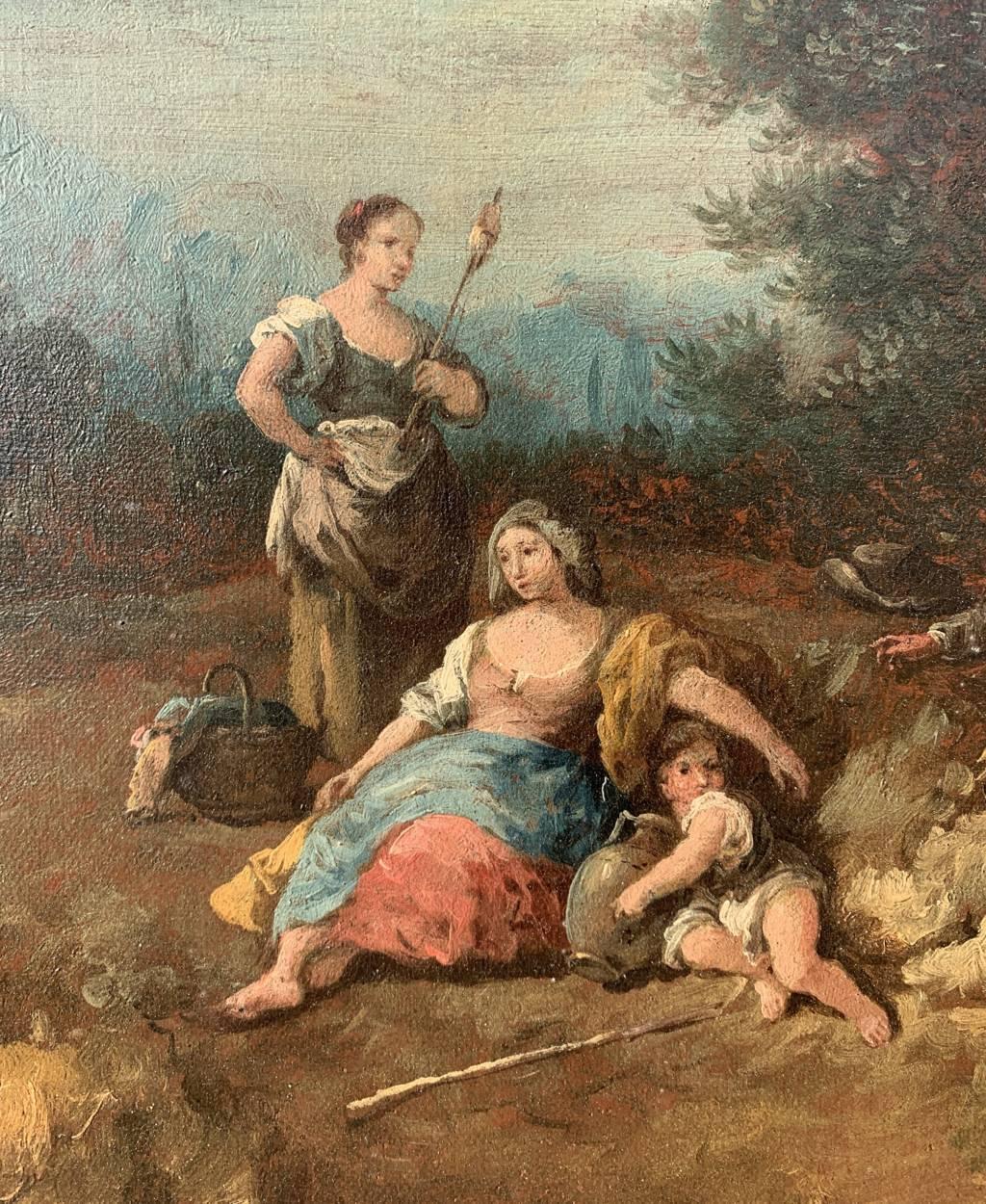 Giuseppe Zais (Venetian master) - 18th century landscape painting - Figures For Sale 3
