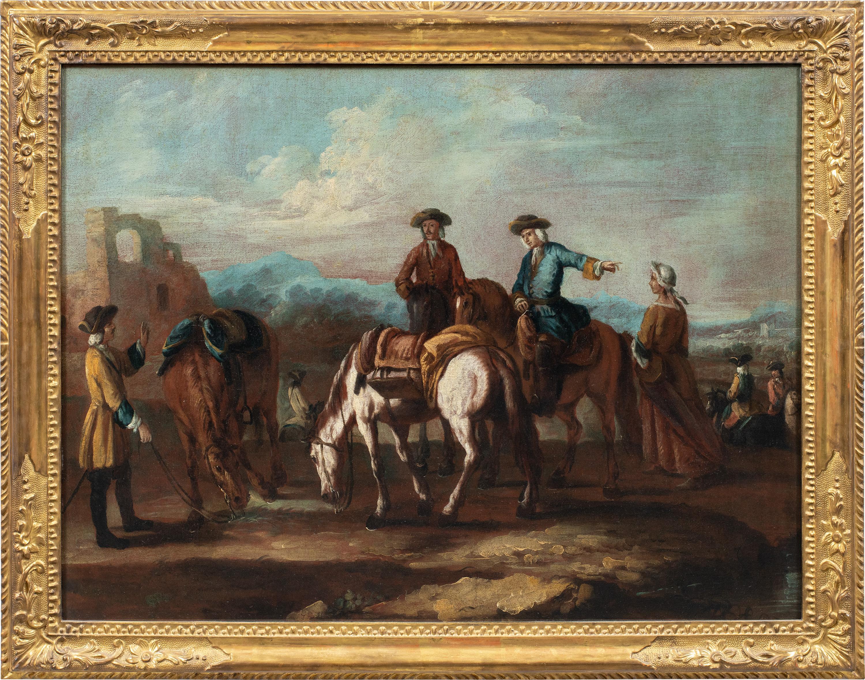 Giuseppe Zais (maestro veneziano) - Paesaggio del XVIII secolo - Cavalieri