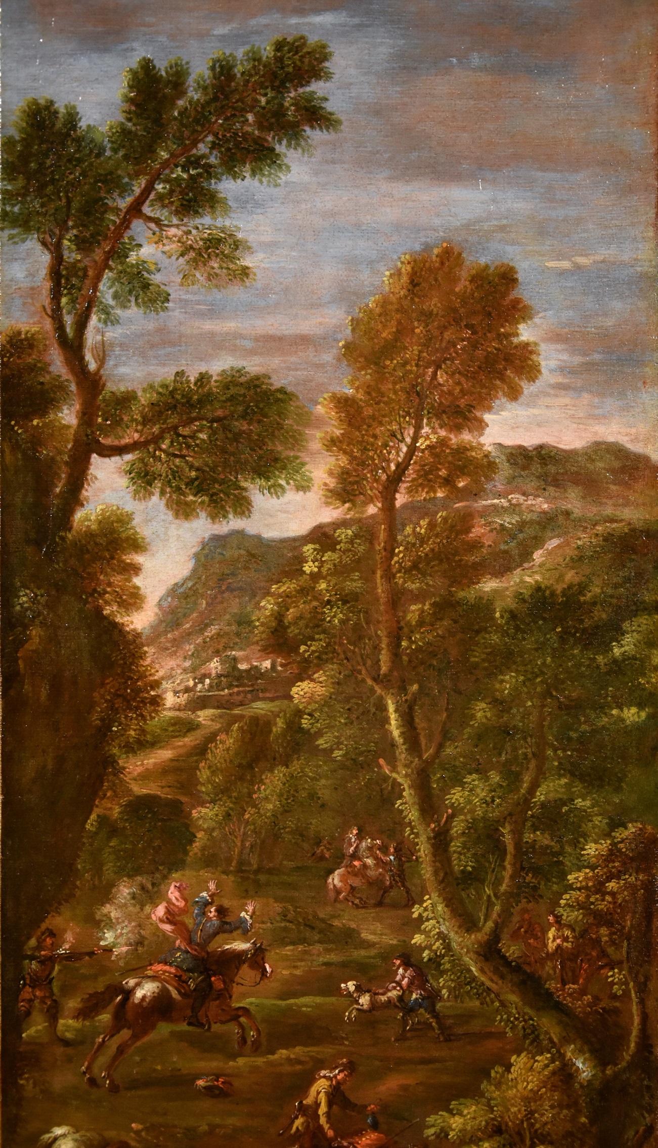 Zais Landscape Couple Paint Oil on canvas Old master 18th Century Italy Venice For Sale 6