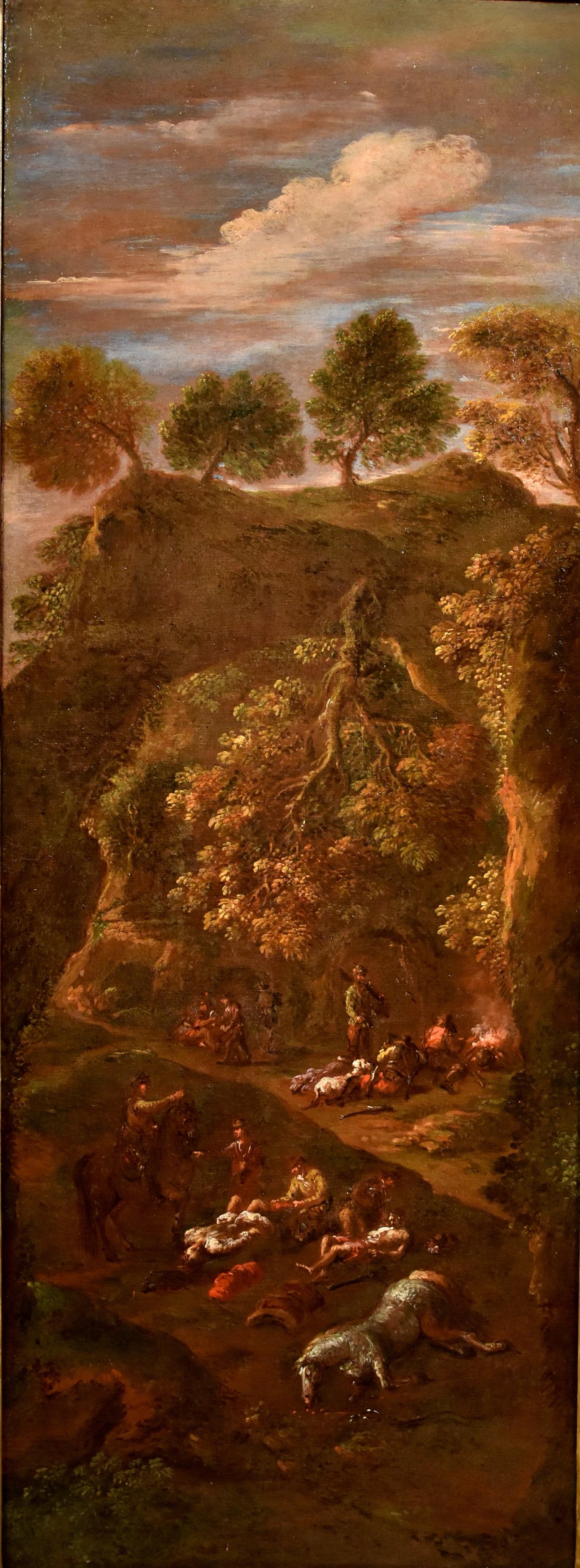 Zais Landscape Couple Paint Oil on canvas Old master 18th Century Italy Venice For Sale 1