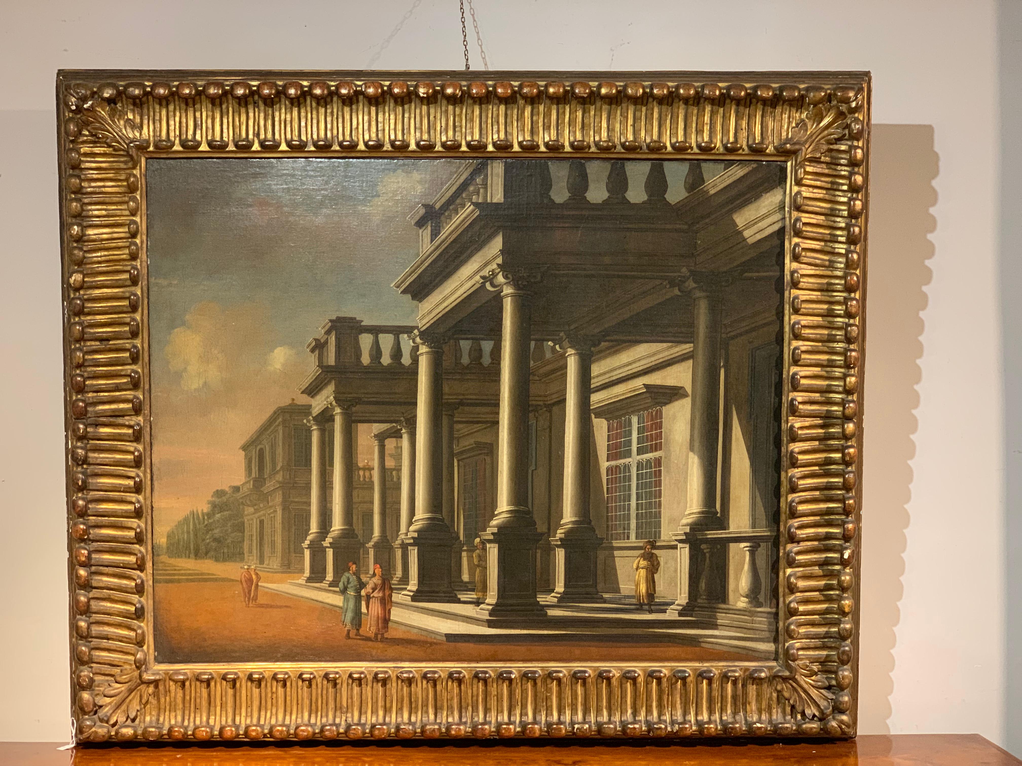 Giuseppe Zais Studio, Neoclassical Architectural Caprice with Figures For Sale 7