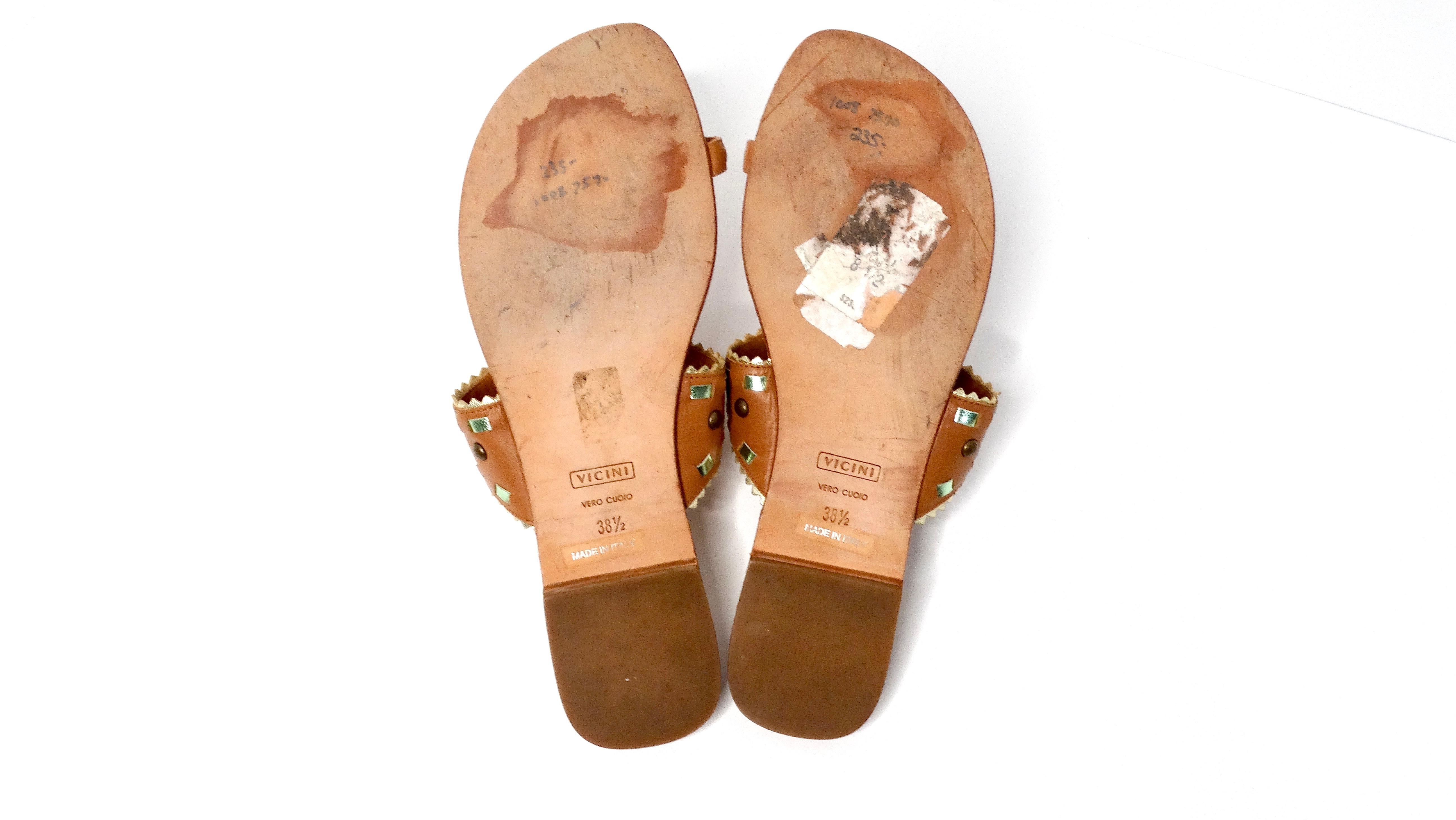 Giuseppe Zanoti Brown Leder Regenbogen Strass Sandalen im Angebot 2