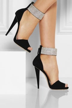 Giuseppe Zanotti £1200 Cristal Cuff Ankle Strap Sandals (Sandales à lanières de cristal)