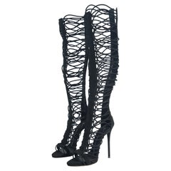 Giuseppe Zanotti 2010s Gladiator Knee High Black Heels size 37