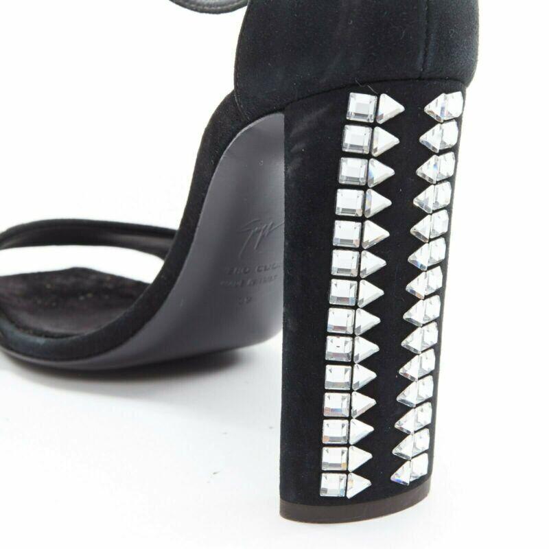 GIUSEPPE ZANOTTI 2017 black geometric crystal embellished sandal EU39 For Sale 5