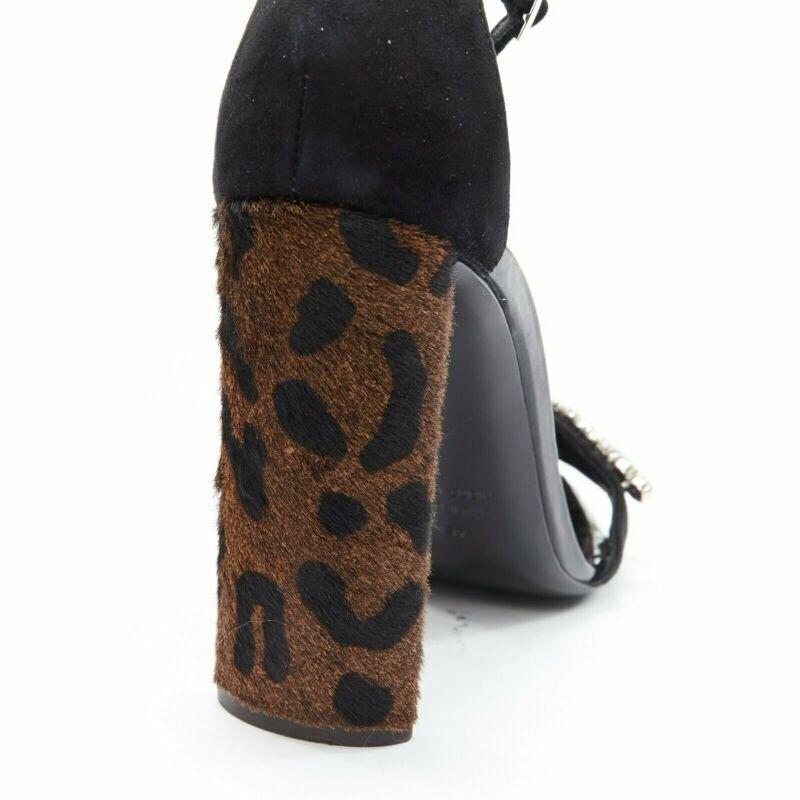 GIUSEPPE ZANOTTI 2017 Sabine black suede crystal embellished leopard sandal EU39 For Sale 5