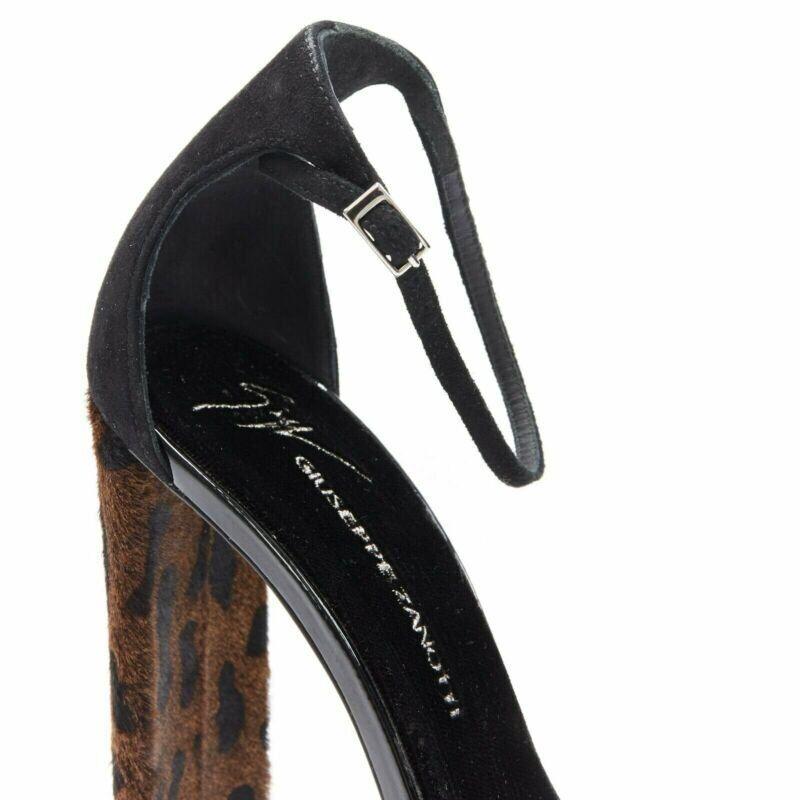 GIUSEPPE ZANOTTI 2017 Sabine black suede crystal embellished leopard sandal EU39 For Sale 4