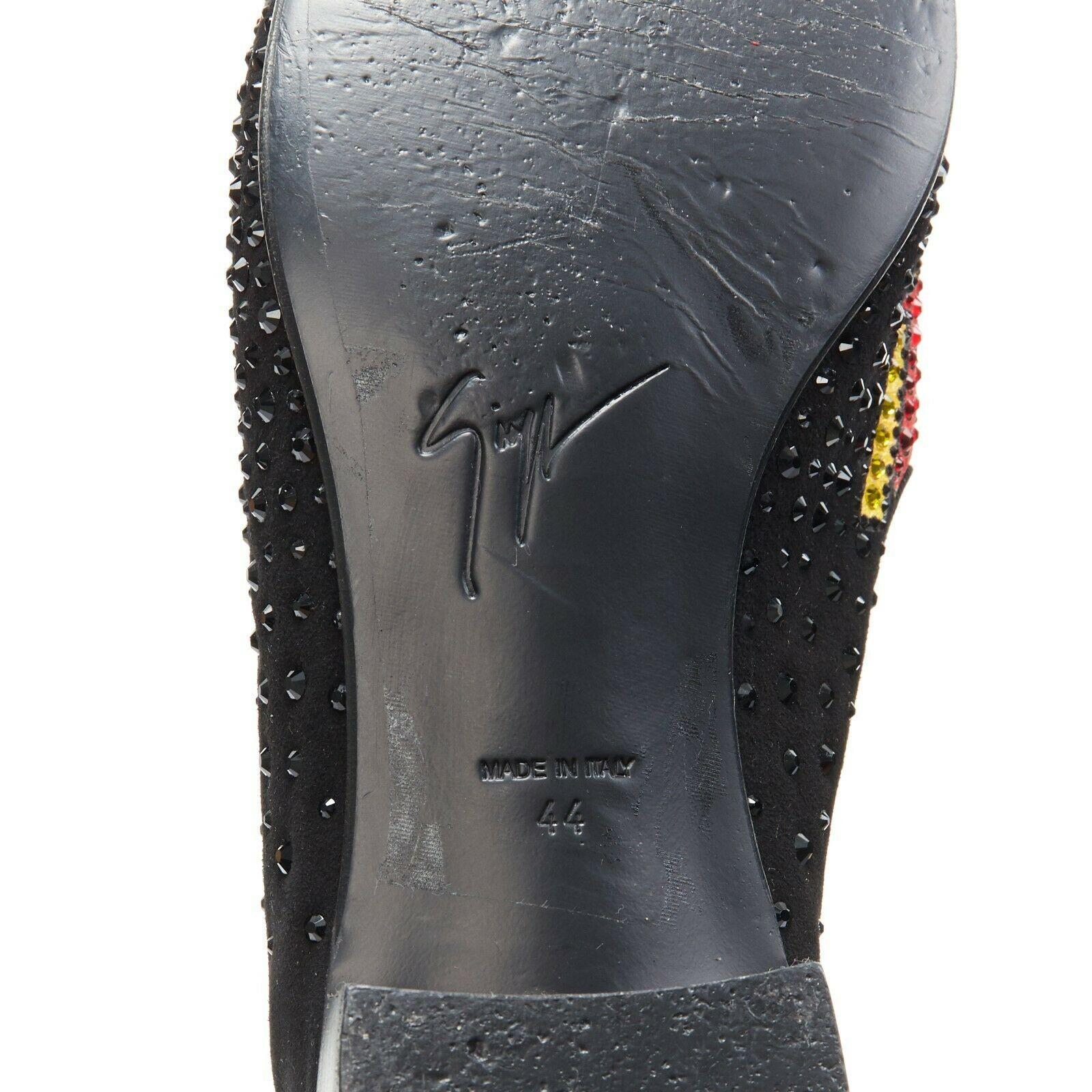 GIUSEPPE ZANOTTI 2019 Bam crystal embellished pop art black suede loafer EU44 5