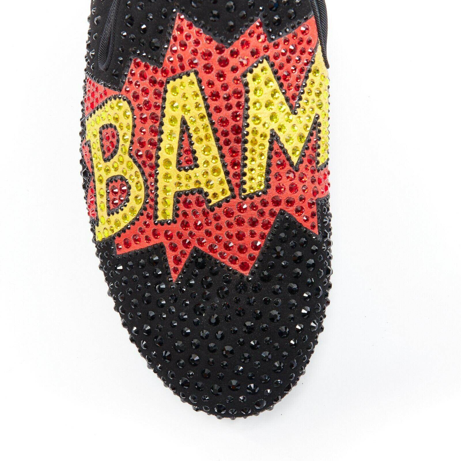 GIUSEPPE ZANOTTI 2019 Bam crystal embellished pop art black suede loafer EU44 2