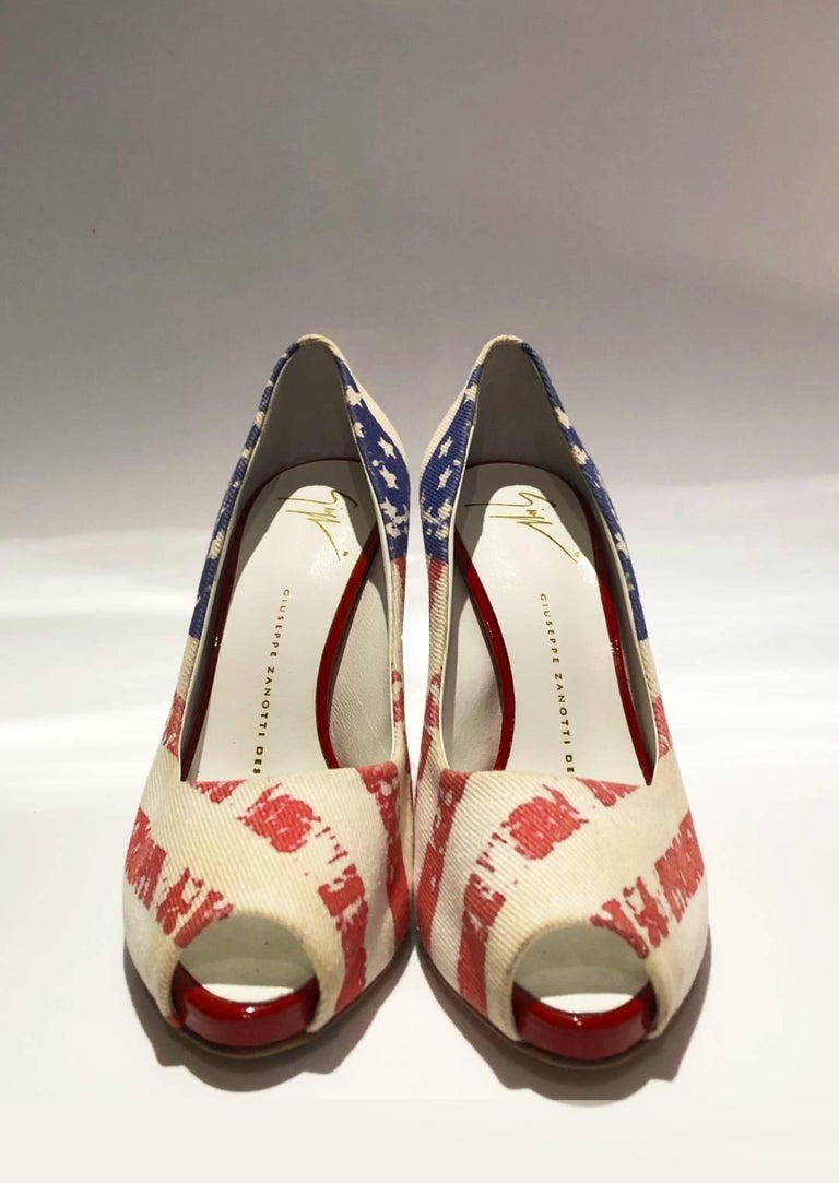 2000s Giuseppe Zanotti USA Flag Platform Heels Pumps For Sale at 1stDibs |  american flag high heels