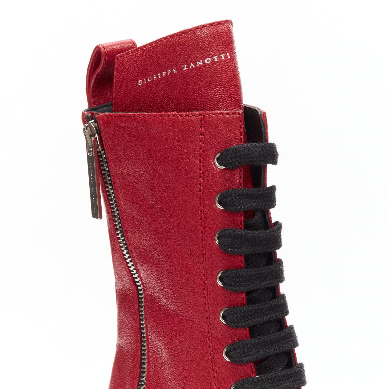 GIUSEPPE ZANOTTI Apocalypse red leather side zip combat boots EU39 For Sale 2