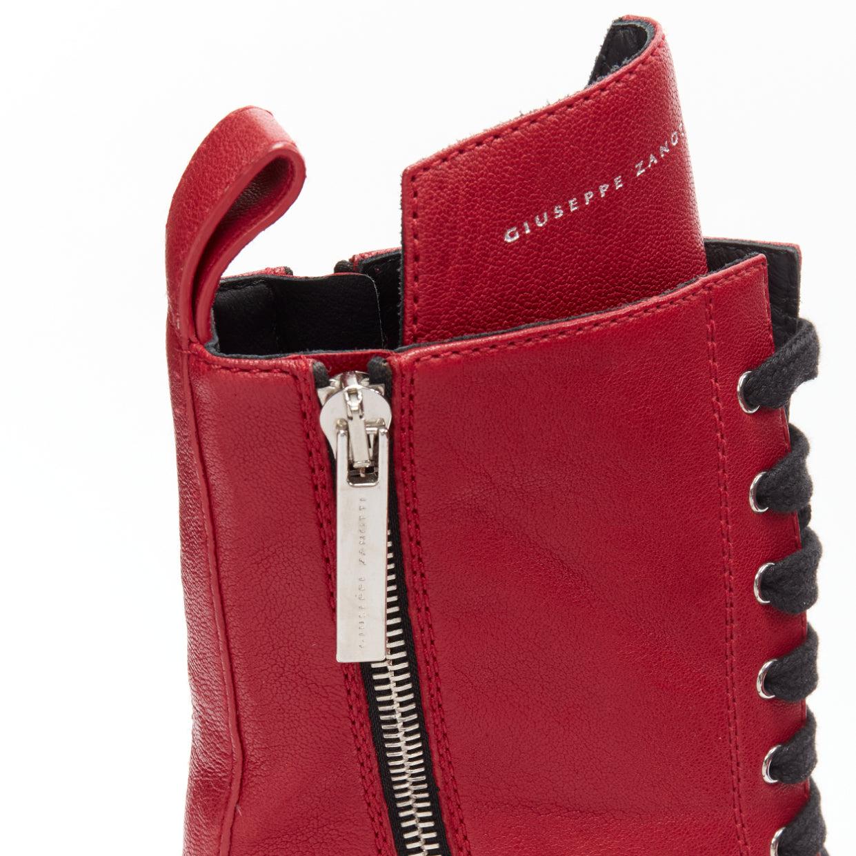 GIUSEPPE ZANOTTI Apocalypse red leather side zip combat boots EU39 For Sale 3