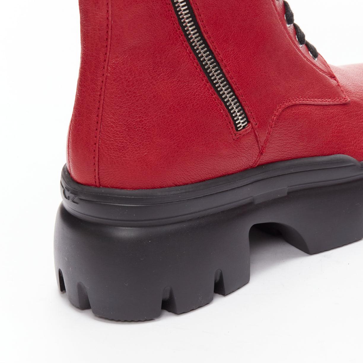 GIUSEPPE ZANOTTI Apocalypse red leather side zip combat boots EU39 For Sale 4