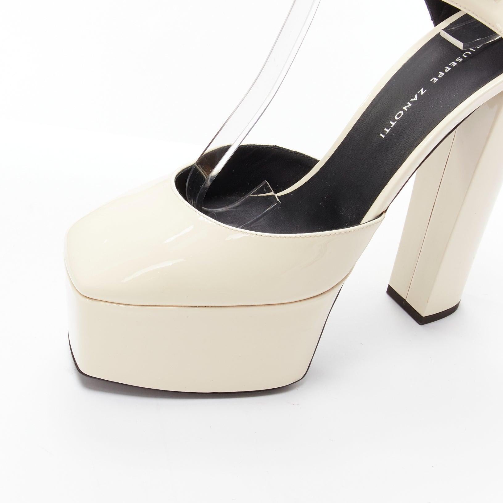 GIUSEPPE ZANOTTI Bebe cream patent leather platform heels EU39 4