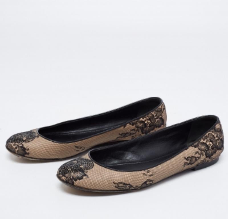 Giuseppe Zanotti Beige/Nero con rete e pelle impreziosita Ballerine Taglia 37 in vendita 4