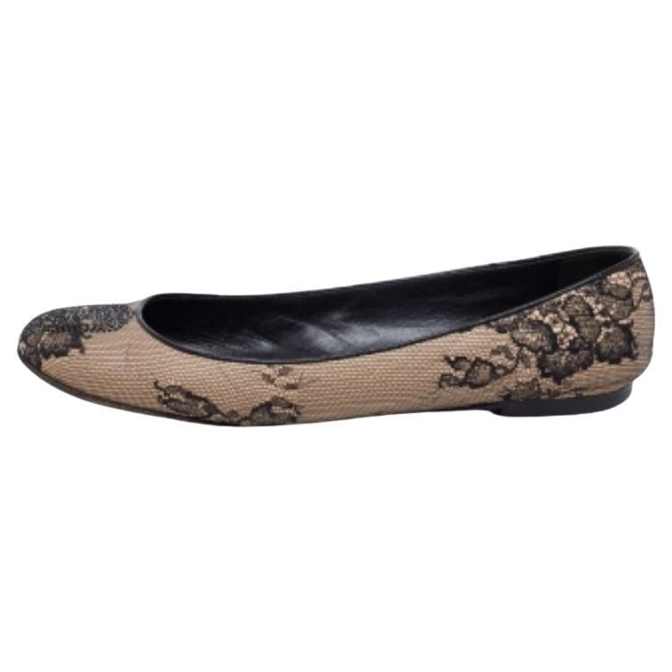 Giuseppe Zanotti Beige/Nero con rete e pelle impreziosita Ballerine Taglia 37