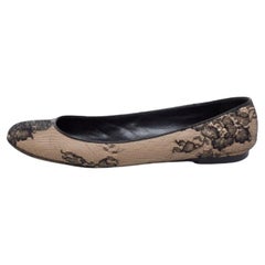 Giuseppe Zanotti Beige/Nero con rete e pelle impreziosita Ballerine Taglia 37