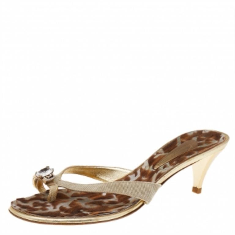Giuseppe Zanotti Beige Canvas Embellished Sandals Size 41 en venta 2