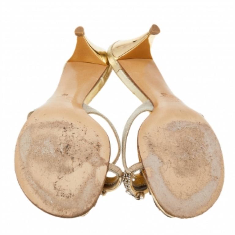 Giuseppe Zanotti Beige Canvas Embellished Sandals Size 41 en venta 3