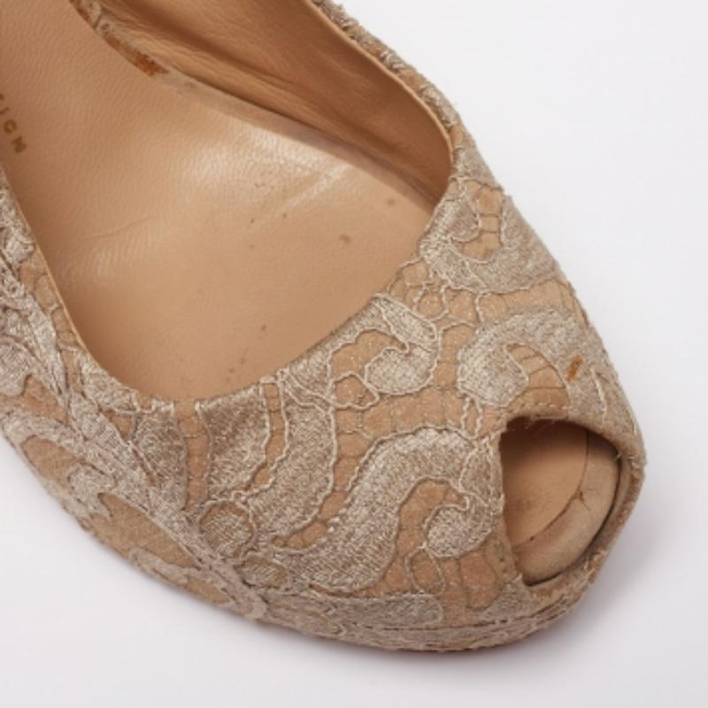 Giuseppe Zanotti - Sandales à brides à bout ouvert en dentelle beige, taille 40,5 Pour femmes en vente
