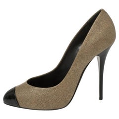 Giuseppe Zanotti Beige Leather And Patent Leather Cap Toe Pumps Size 37.5
