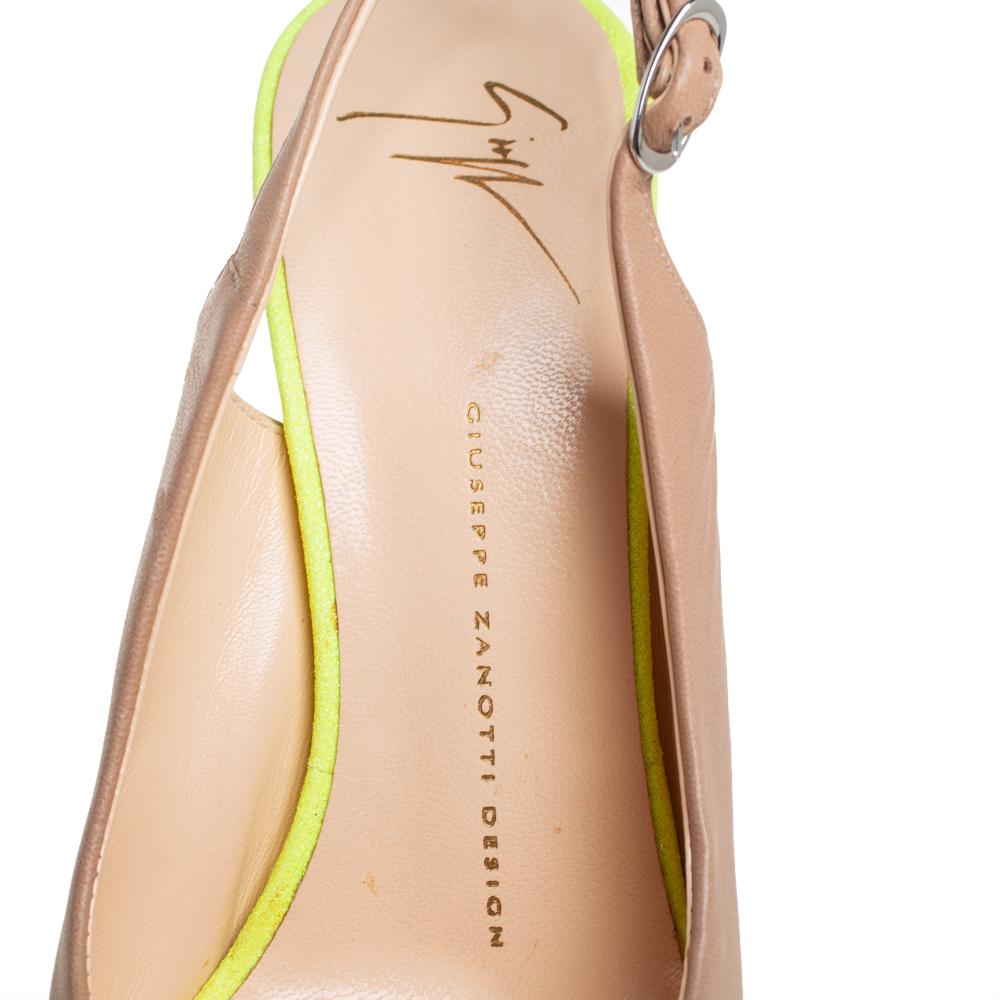 Giuseppe Zanotti Beige Leather Peep Toe Sandals Size 39 For Sale 1