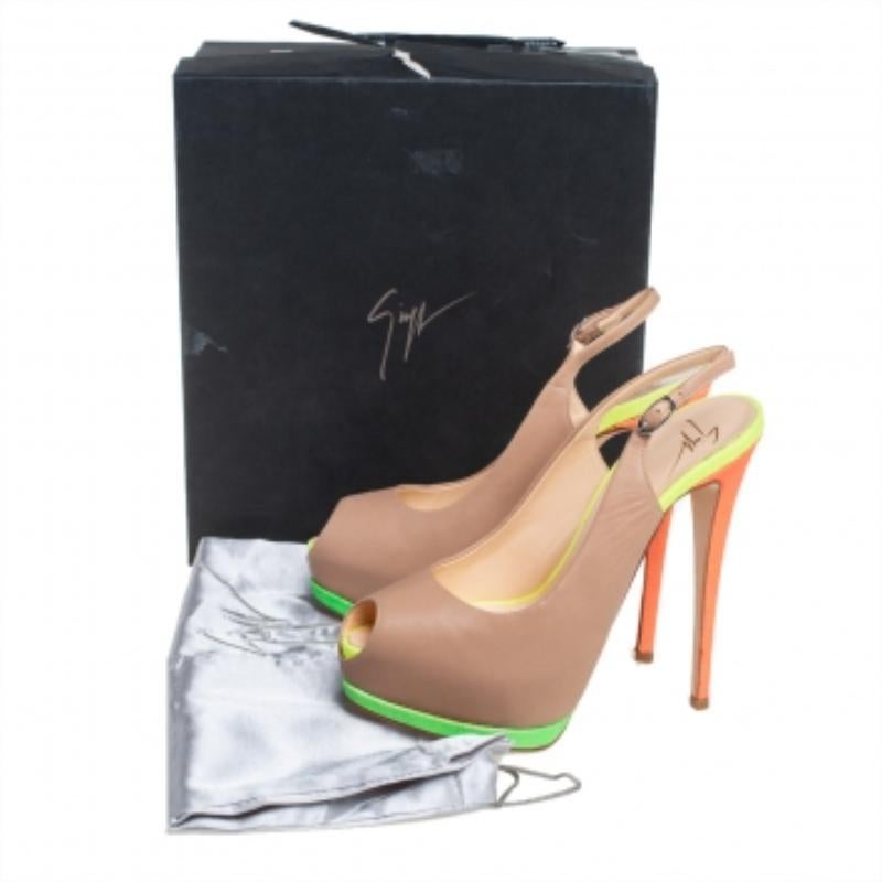 Giuseppe Zanotti Beige Leather Peep Toe Sandals Size 39 For Sale 4