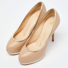 Giuseppe Zanotti Beige Leather Platform Round Toe Pumps Size 36