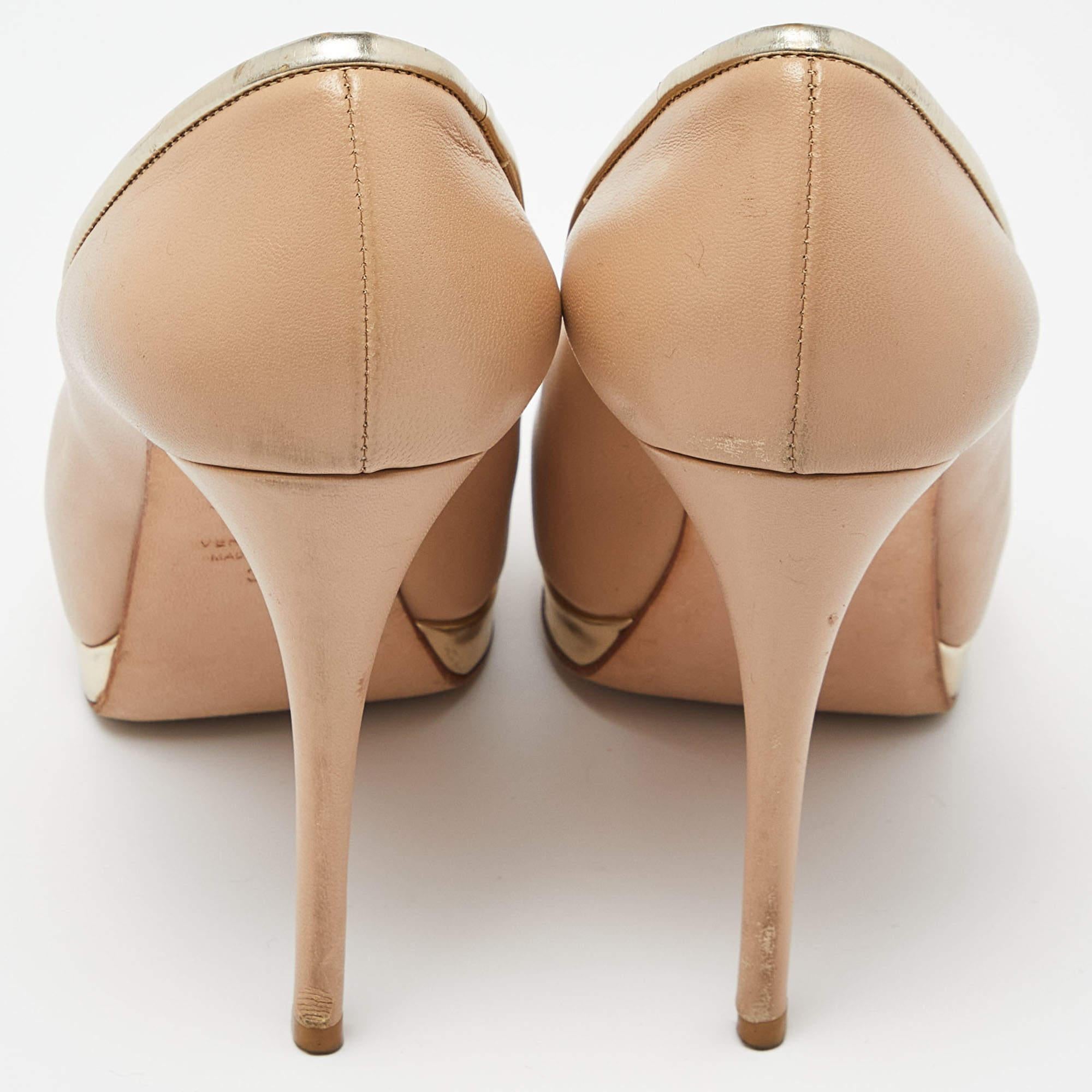 Giuseppe Zanotti escarpins à bout rond à plateforme en cuir beige taille 36 Pour femmes en vente