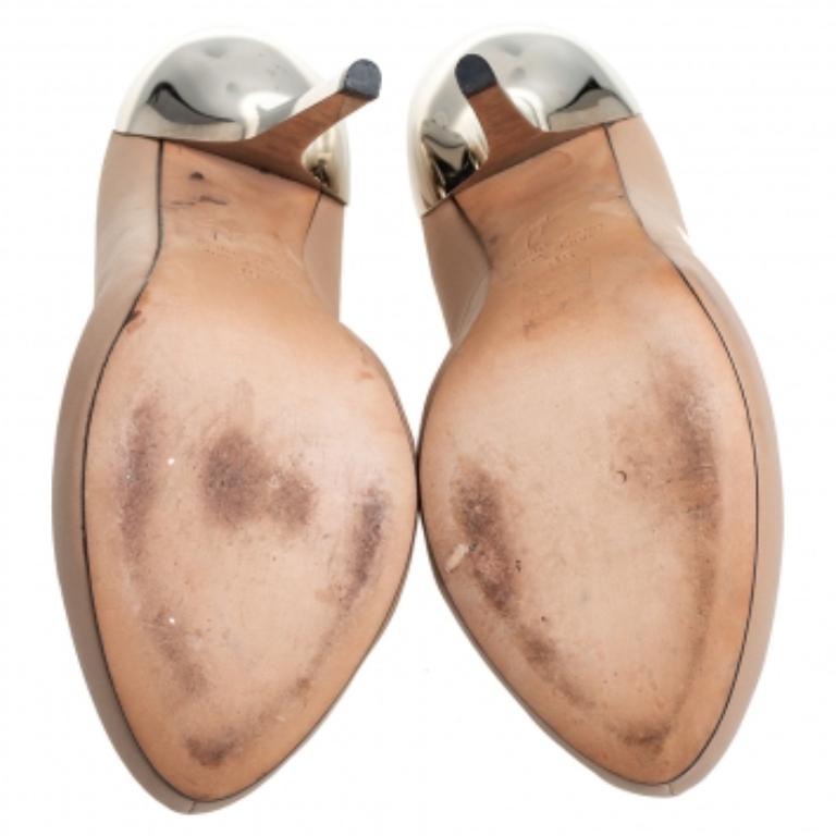 Giuseppe Zanotti, pelle beige, punta tonda, taglia 36 in vendita 2
