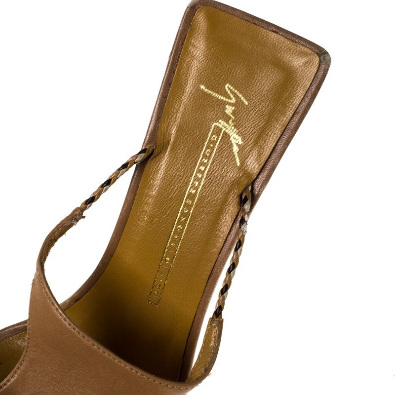 Giuseppe Zanotti Beige Leather Wedge Sandals Size 39 1
