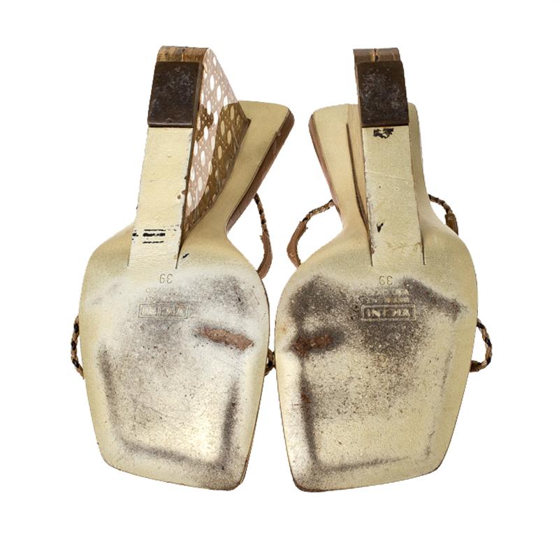 Giuseppe Zanotti Beige Leather Wedge Sandals Size 39 2