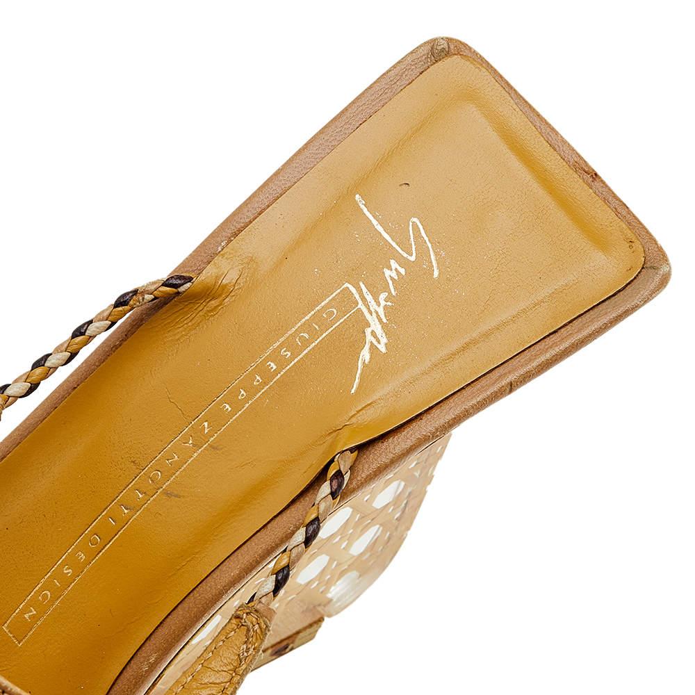 Giuseppe Zanotti Beige Leather Wedge Slide Sandals Size 38 3