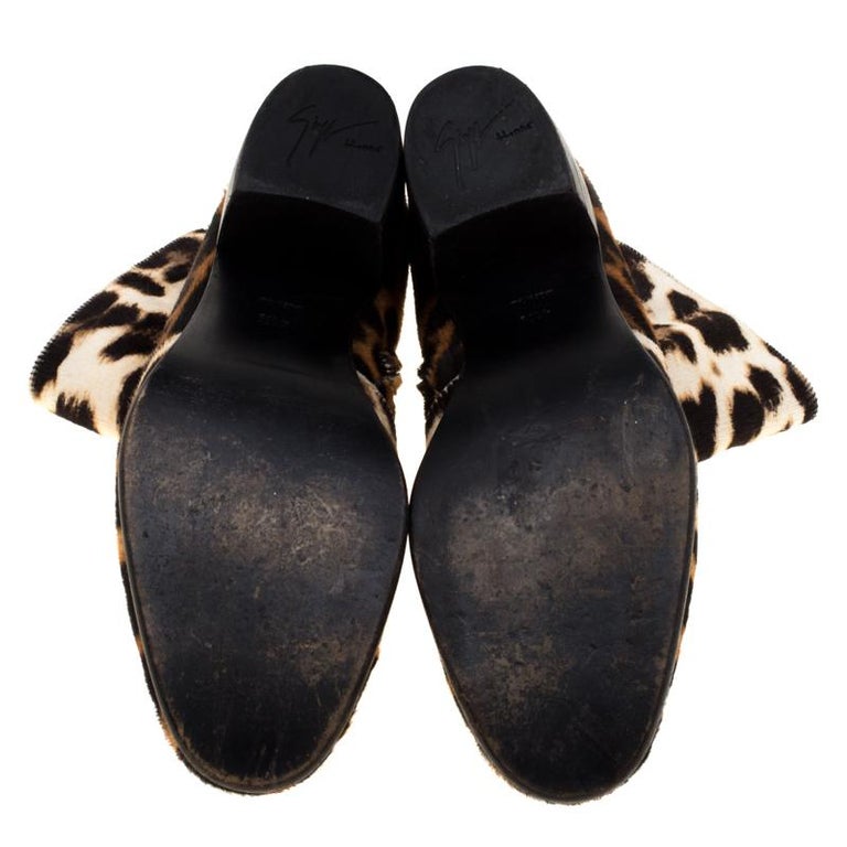Vintage Giuseppe Zanotti Pony Hair Leopard Print Heels (38)